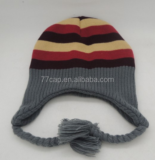 Funny Knitted Winter Earflap Hat Beanies Hat with Strings