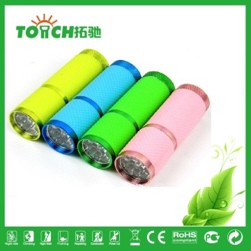 mini led flashlight rubber 9 led promotional gift flashlight