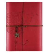 Travel Writing Journal with PU Leather Cover and Refillable Papers - 6 Ring Binder Notebook