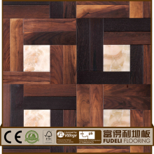 Antique handscrape distressed laminate parquet flooring with walnut