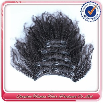 Afro kinky curly natural human hair clip in hair extensions for african american