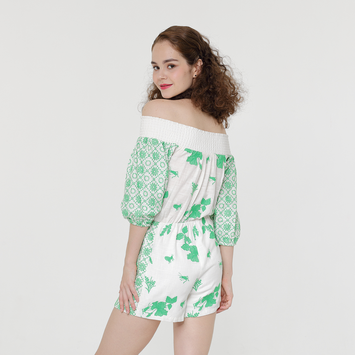 Embroidery Off Shoulder Cotton Jumpsuit Embroidery Off Shoulder Cotton Jumpsuit