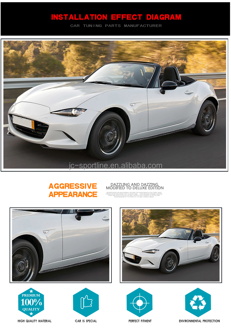 Carbon Fiber MX-5 Side Skirts for Mazda Miata Convertible 2016-2017