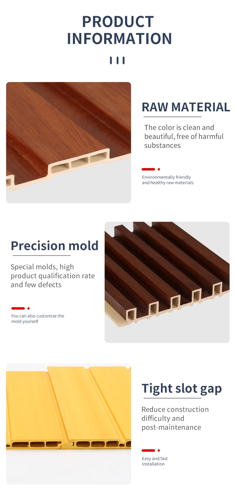 Wood Facade Co-Extrusion WPC Exterior Wall Panels WPC Plastic Wood Siding Wood Plastic Composite Wall Board