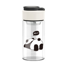 OEM 360ml Glass water bottle panda print