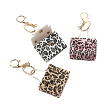Creative Bag Shape Pendant Leopard Print Key Chain - Exquisite PU Leather Keyholder