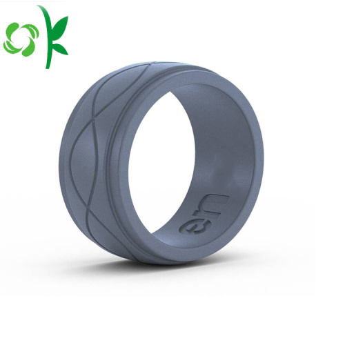 Tùy chỉnh Debossed Logo Silicone Wedding Ring cao cấp ban nhạc