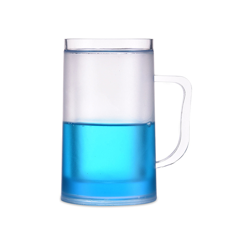 Sturdy Durable Plastic Beer Freezer Mugs, Cups, Double Wall Insulated Freezer Tumbler, Perfectly Cooling Glasses Mugs for Beer