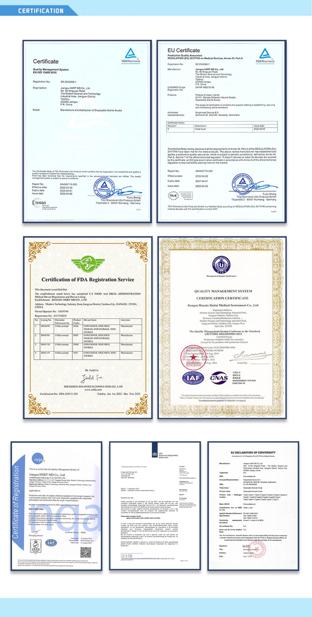 Swab Certificate Swab Certificate