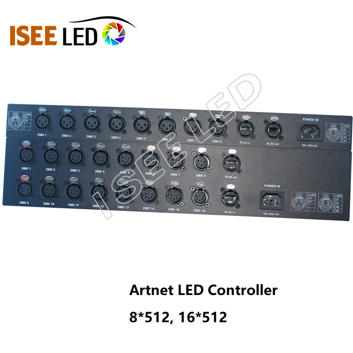 Sianeli safonol dmx512 LED nod rheolydd Artnet LED