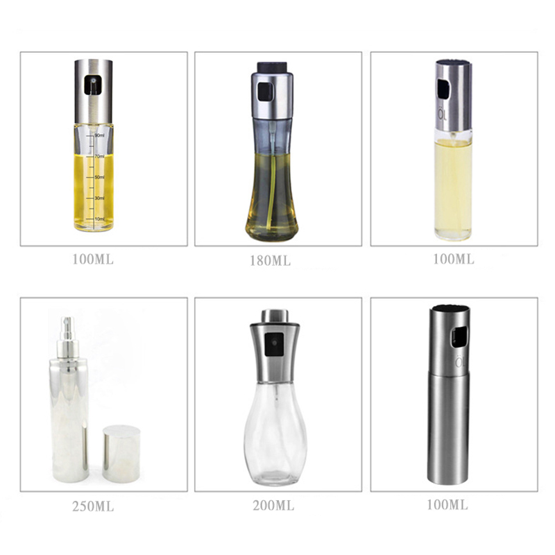 Olive Oil Sprayer for Cooking 4 IN 1 Refillable Oil and Vinegar Dispenser Bottle with Bottle Brush and Oil Funnel for BBQ