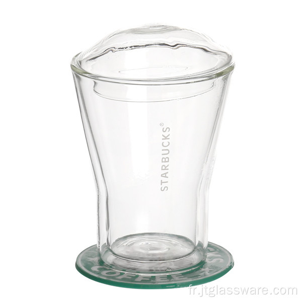 Tasse en verre à whisky transparent à double paroi faite à la main