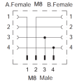 IP67 M8-2M8 Y type 4 pin Connector
