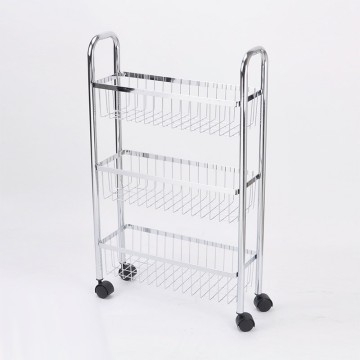 Unique Four Wheels Chrome Finish Cooking Trolley