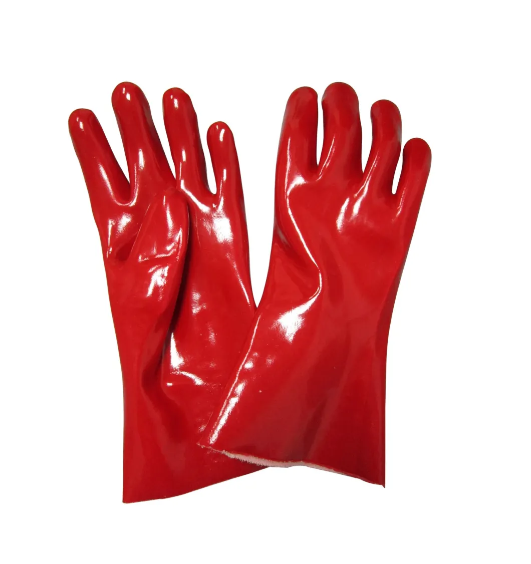 China Factory PVC Coated Chemical Rubber Gloves