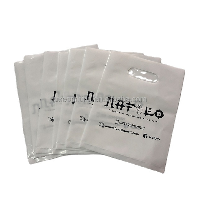 Wholesale luxury purple cosmetics boutique packaging reusable plastic shopping bags