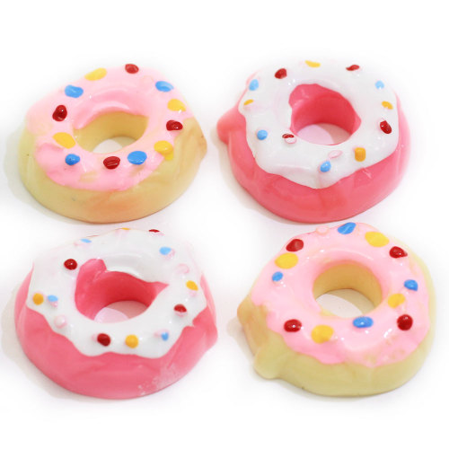 Hot Selling Mini Donut Hars Cabochon Plat Zoete Voedsel Donut Handgemaakte Craft Decor Kralen Charms Haarspeld Ornamenten