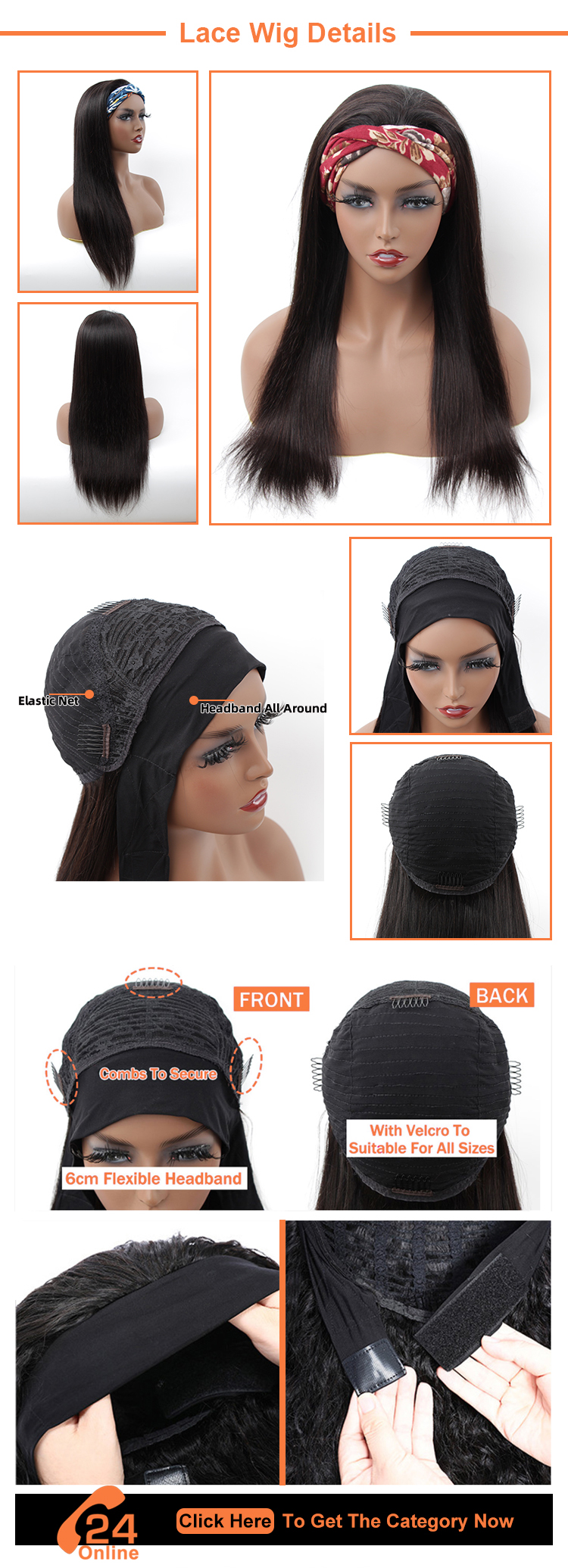 Wholesale Headband Wig Human Hair For Black Women, Remy Human Hair Headband Wig,Headband Kinky Ponytail Human Hair Wig
