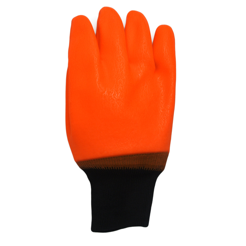 Cold Weather Hi Vis Orange PVC Coated Insulated Gloves