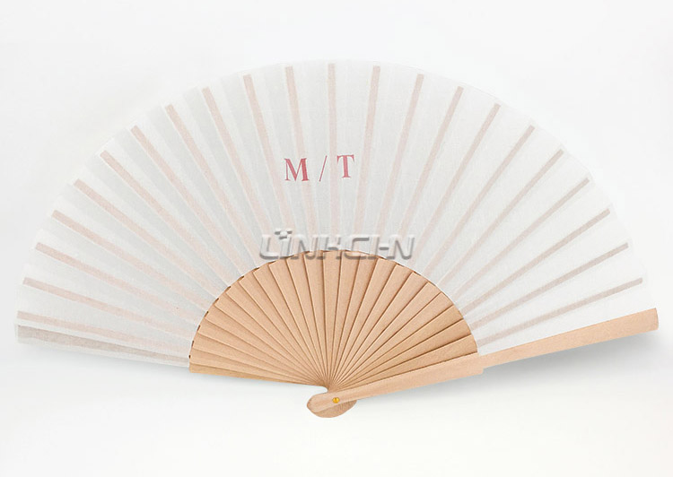 Customized wooden nylon folding hand fan as gift