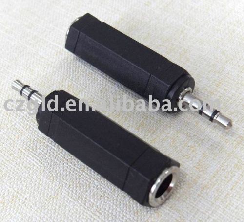 Nickel plated 3.5mm stereo plug to 6.35mm mono jack