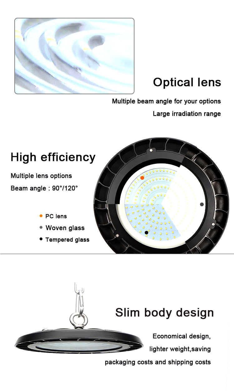 KCD CE RoHS New Warehouse Zigbee Industrial IP65 Waterproof Linear Led Highbay Light 100W 150W 200W UFO Led High Bay Light