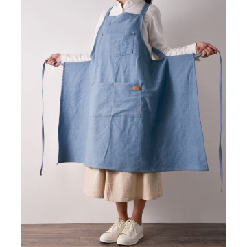 Nordic custom LOGO denim sleeveless neck apron