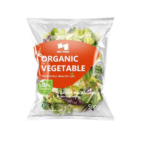 Compostable biodegradable vegetables salad bags clear