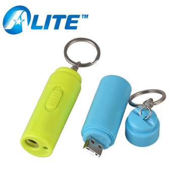 Plastic LED USB Rechargeable Keychain Light with Red Laser Light