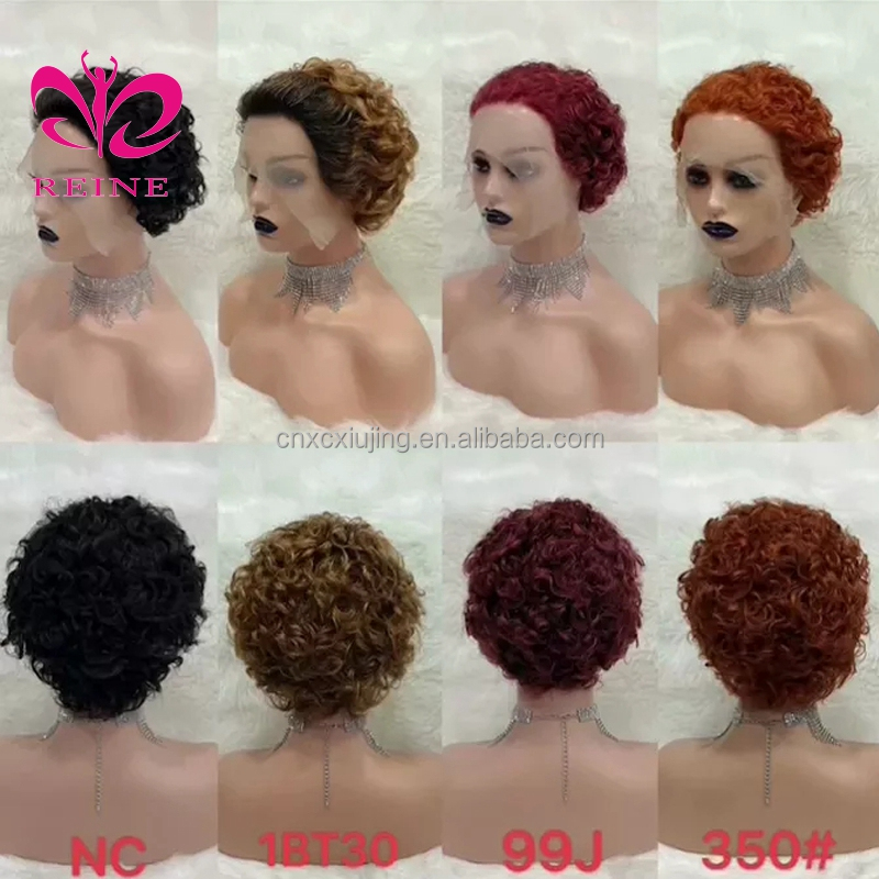 Virgin Human Hair Short Wigs,Cambodian Cuticle Aligned Wholesale Price Wigs 13*4*1 T part  Lace Front Pixie Cut Wig