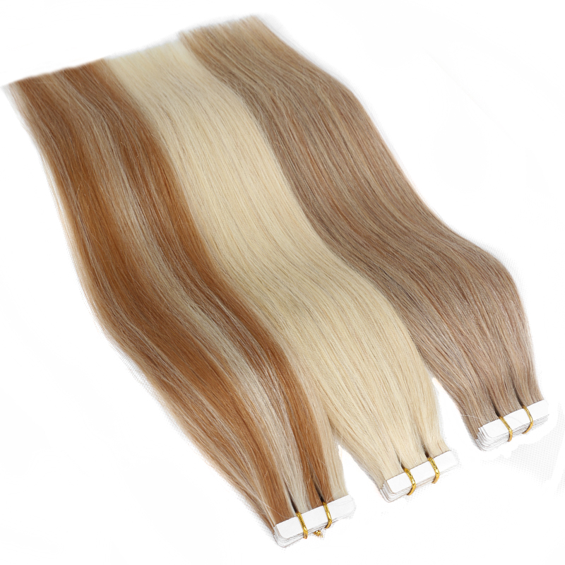 Hot Wholesale 10-15A 100%Human Hair Double Tape Natural Straight 18&20" Hair Extension In Stock