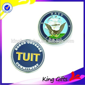 Silver navy challenge coin as souvenir