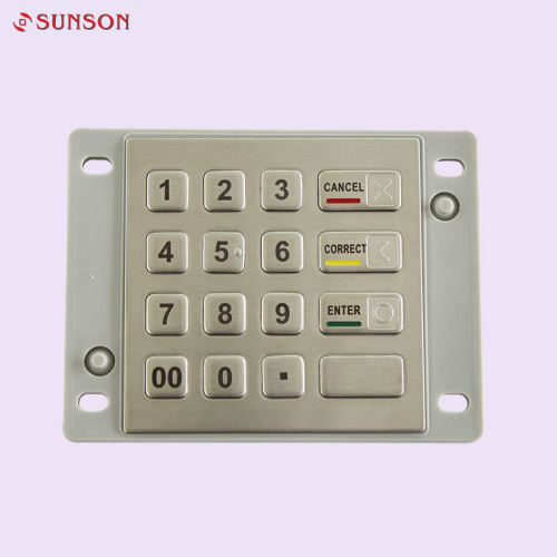 Keypad tal-metall encrypted 4x4 għall-ħlas tal-vending tal-kjosk