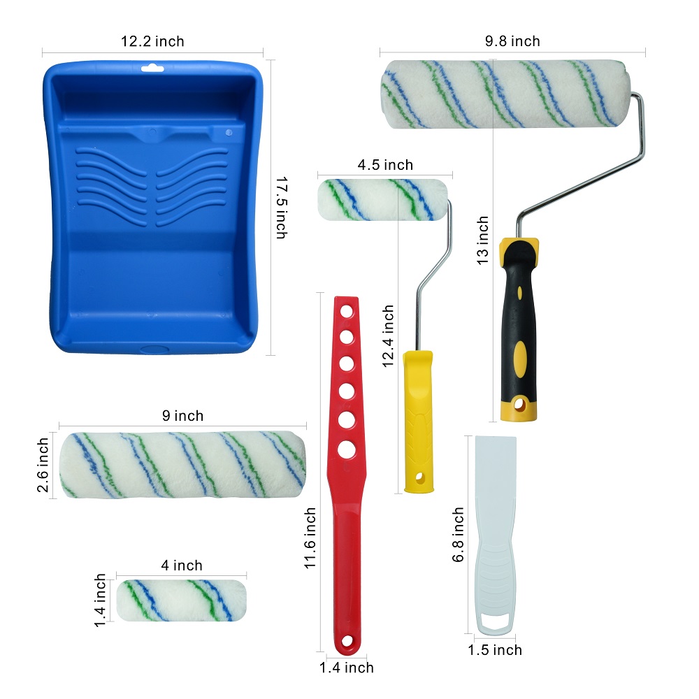 Roller brush set for latex paint