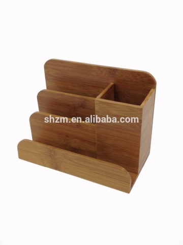 Natural Modern Bamboo Desktop Cosmetic Organizer Storage Durable Office Desk Organizer