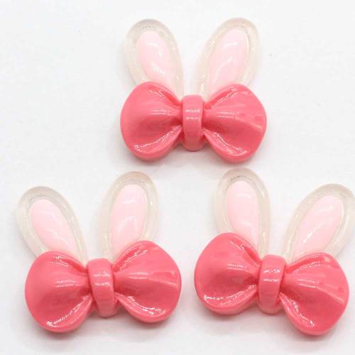 100Pcs / Lot Resin Bowknot Rabbit Deer Frog Ears Charms Flatback Kawaii Cabochon For Diy Craft Fashion Jewelry