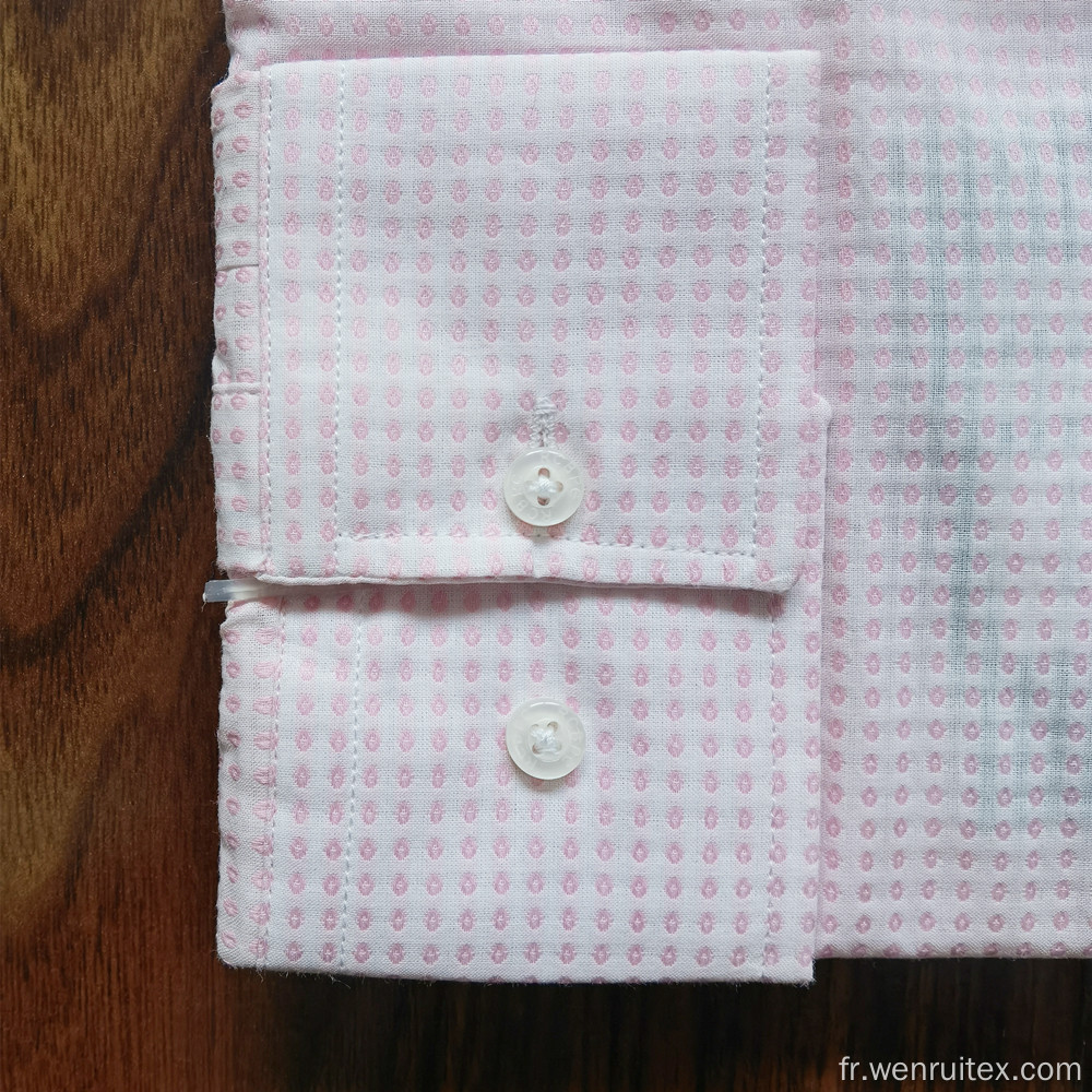 Chemises à manches longues pour hommes 100% coton à revers imprimé rose