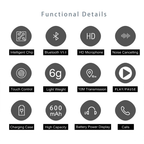 Wasserdichte Bluetooth-Ohrhörer für TWS V5.0 Touch