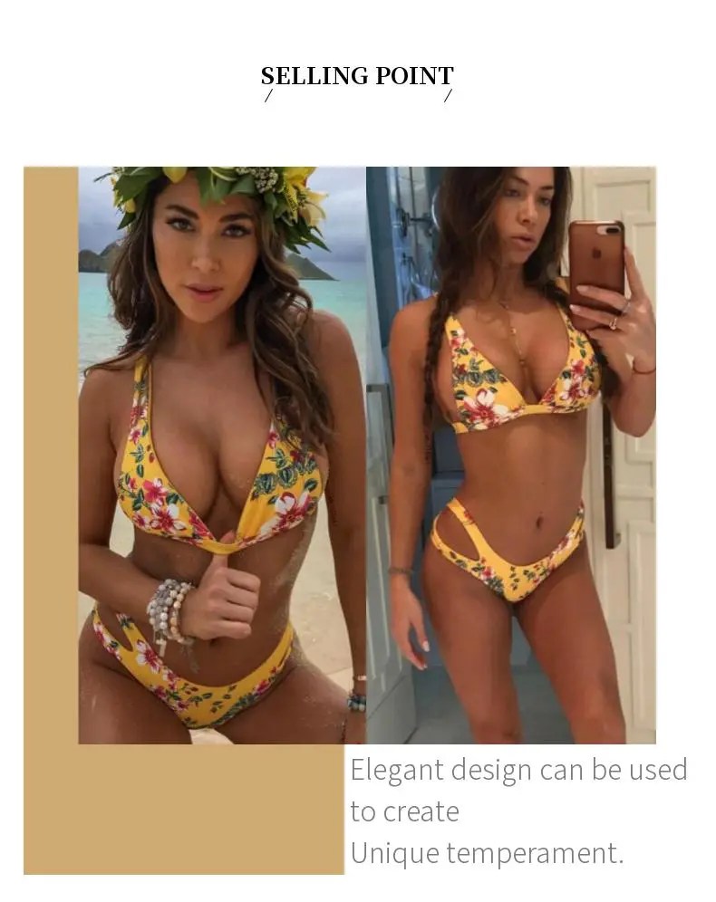 Hot Selling Custom Printing Breathable Floral Bikini Beautiful Girls Sexy Swimwear for Mature Women