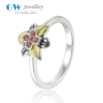 Latest Yellow Flower Rings Design For Women 925 Silver Rhinestone Rings