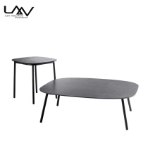 Outdoor Square Aluminum Frame Slate Top Garden Balcony Patio Coffee Table