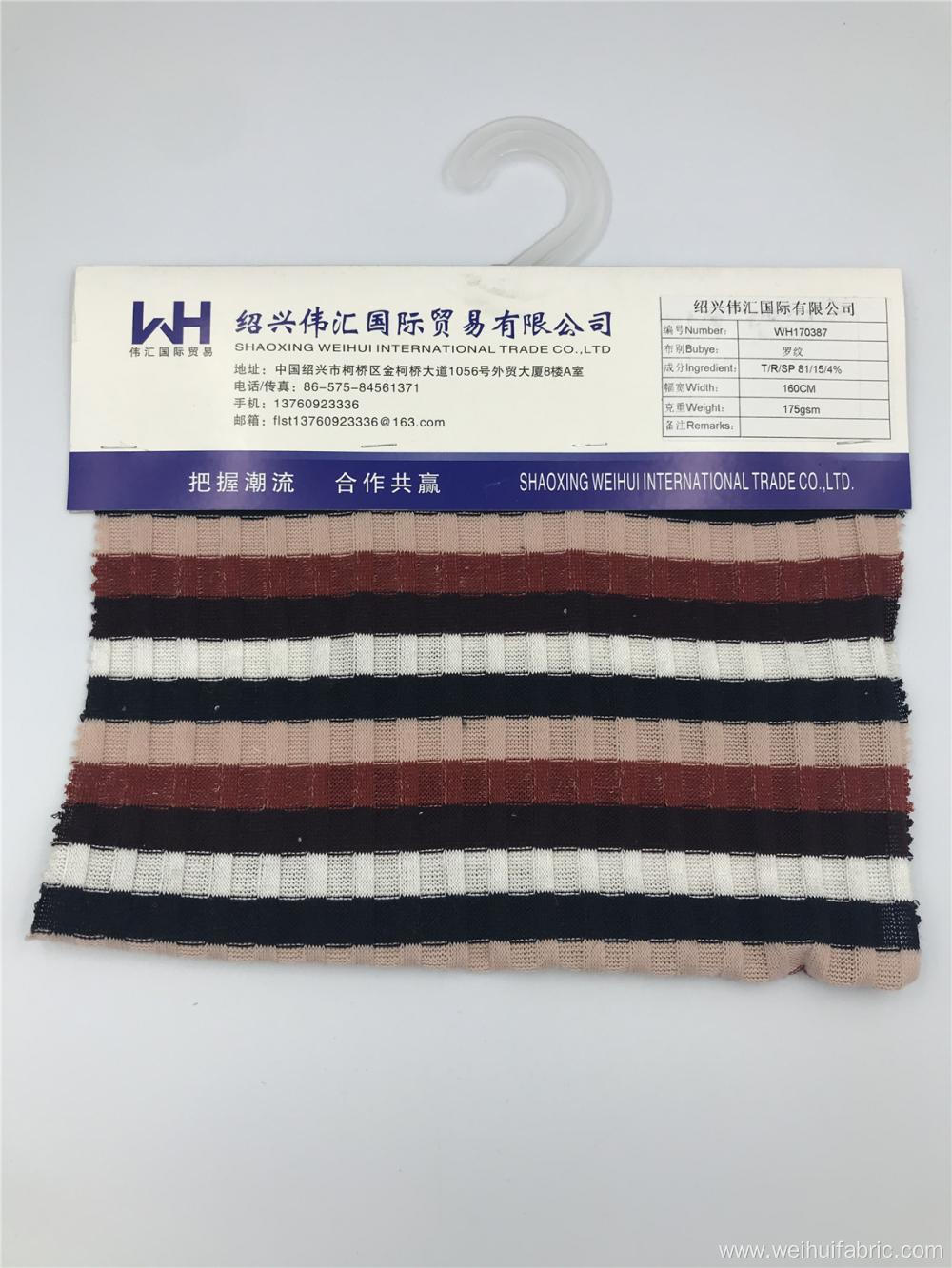 Ribbing Knitted Fabric T/R/SP 3 Colors Stripes Fabric