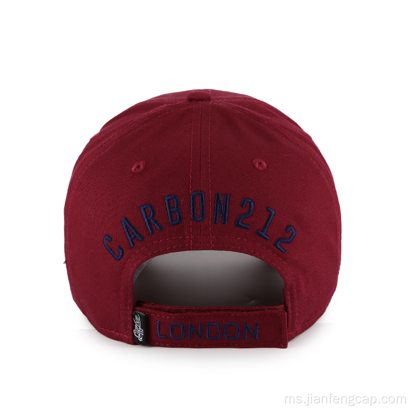 Logo sulaman topi besbol berkualiti 100% kapas burgundy