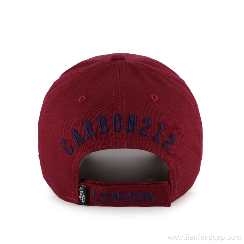 100% cotton burgundy quality baseball caps embroidery logo