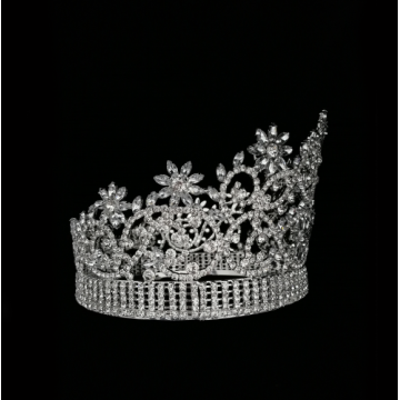 Diamante redondo completo Miss World Crown Tiara de flores
