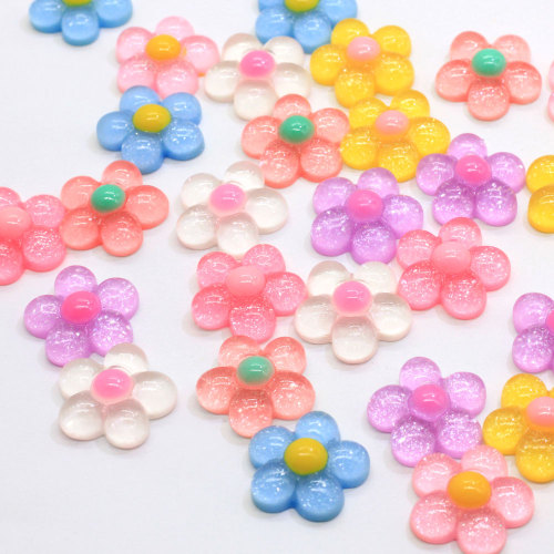 100 Pcs / Lot 18 MM fabriqué à la main résine gelée tournesol Cabochons dos plat résine marguerite fleur embellissements Slime charmes