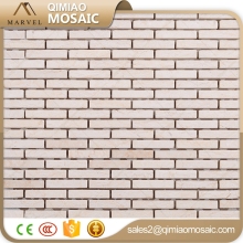 Random Strip Beige Stone Mosaic With Seam Exterior Wall Paper Tile