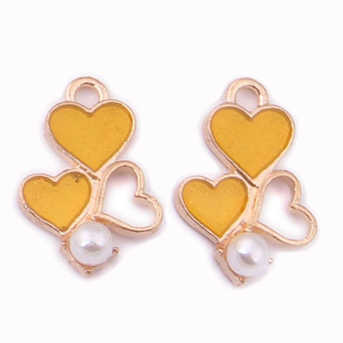 Nouvelle arrivée trois pendentifs à breloque coeur émail perle coeur pour bricolage boucle d&#39;oreille bijoux accessoires