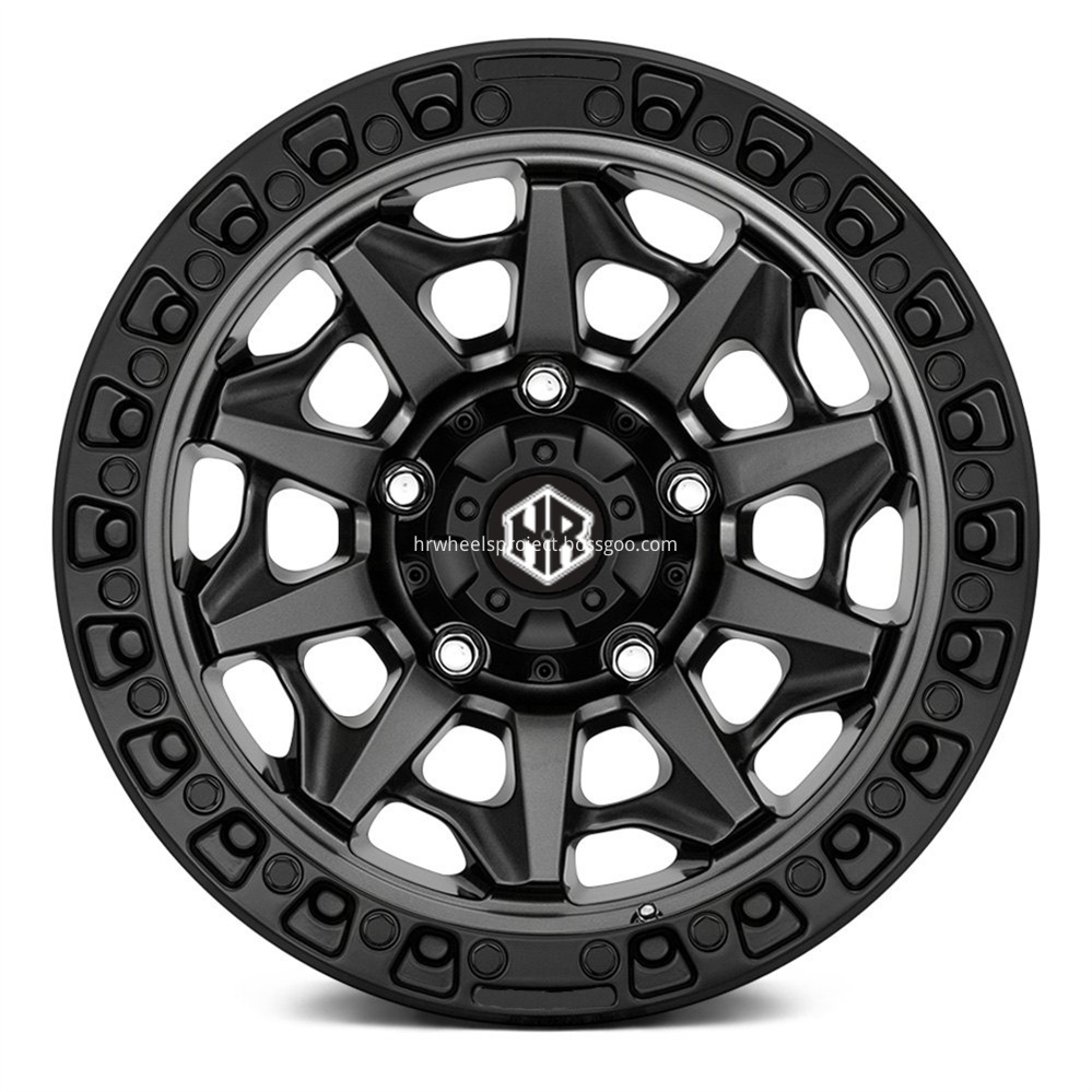 Hrw Off Road Wheels Hr003 Matte Anthracite Black Ring Front