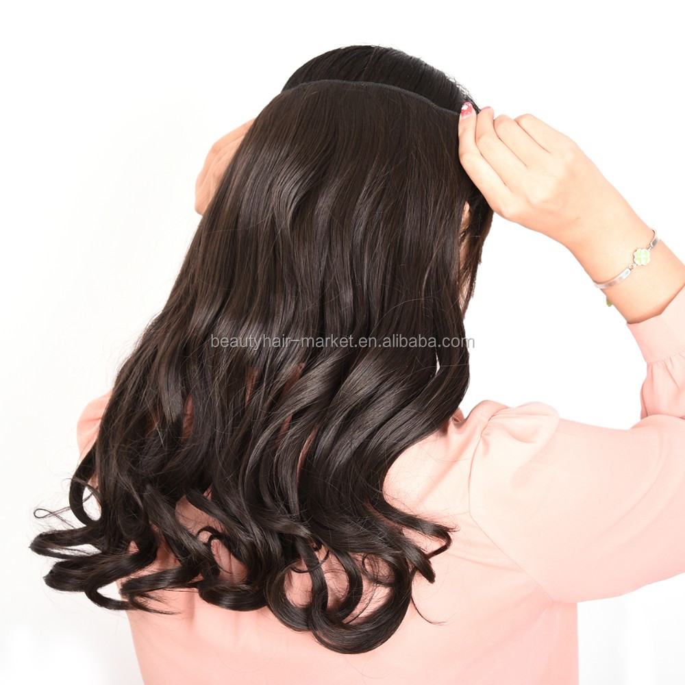 Wholesale price good synthetic hair weaves on clips in synthetic hair extension Emma color 4#